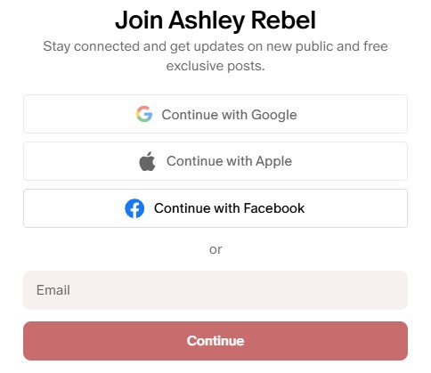 A screenshot Patreon's "Join Ashley Rebel" page.